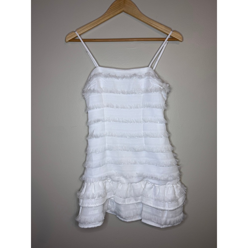 Princess‎ Polly Molina Mini Dress White Fringe Textured Strappy NWT US 0
